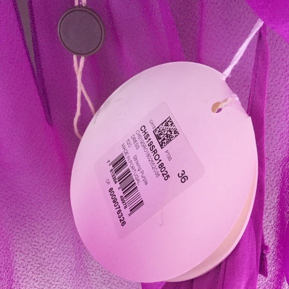 NWT See By Chloe Ruffled Georgette High Neck Dropped Waist Purple Mini Dress 4 - Picture 12 of 14